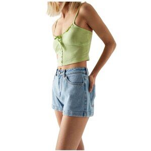 NWT Pac Sun Size 24 Denim Mom Short Light Wash Roll Cuff